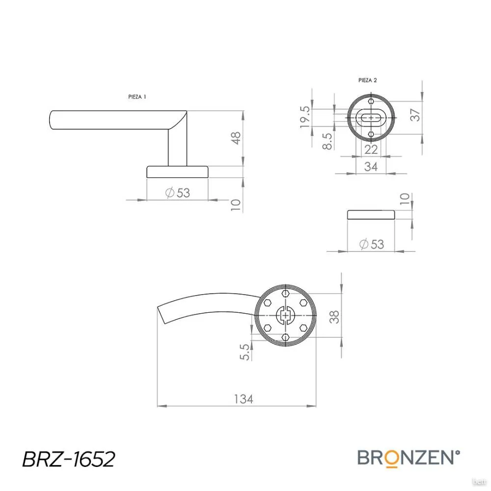 Doble Balancin Curva 16mm, Acero inoxidabe