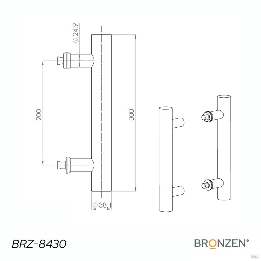 Manijones Barrales Dobles Ø38mm. Inox