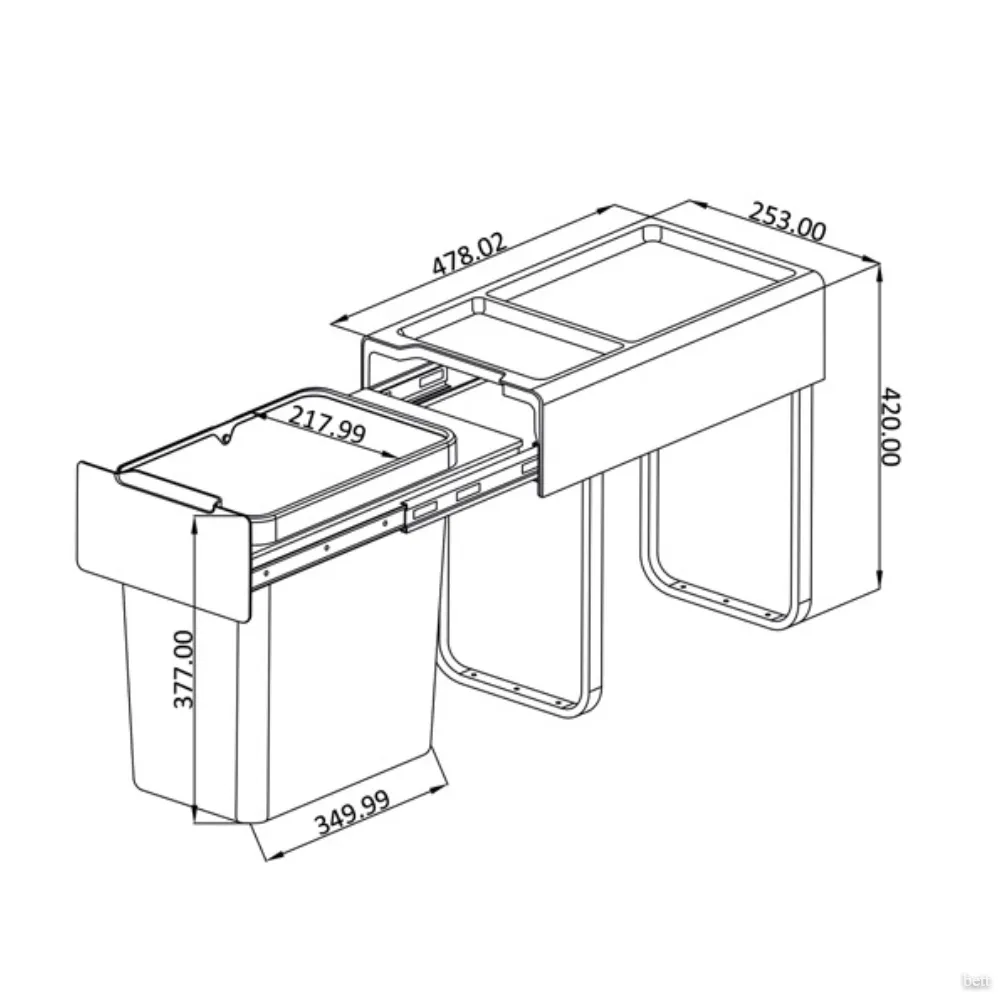 Porta Residuos Extraible 25lts. Modulo 300