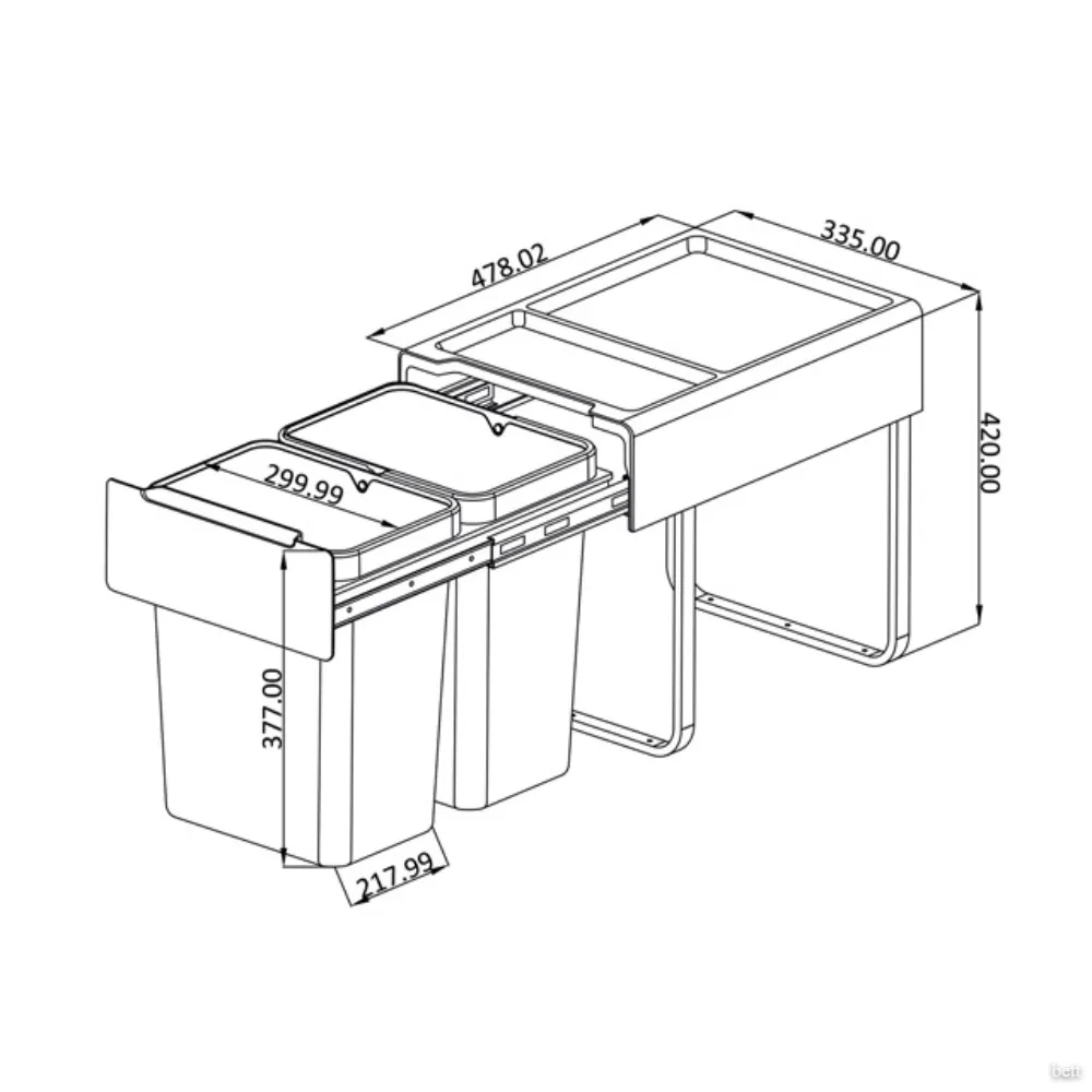 Porta Residuos Doble Extraible 2 x 20lts. Modulo 400