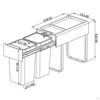 Porta Residuos Doble Extraible 2 x 14lts. Modulo 300