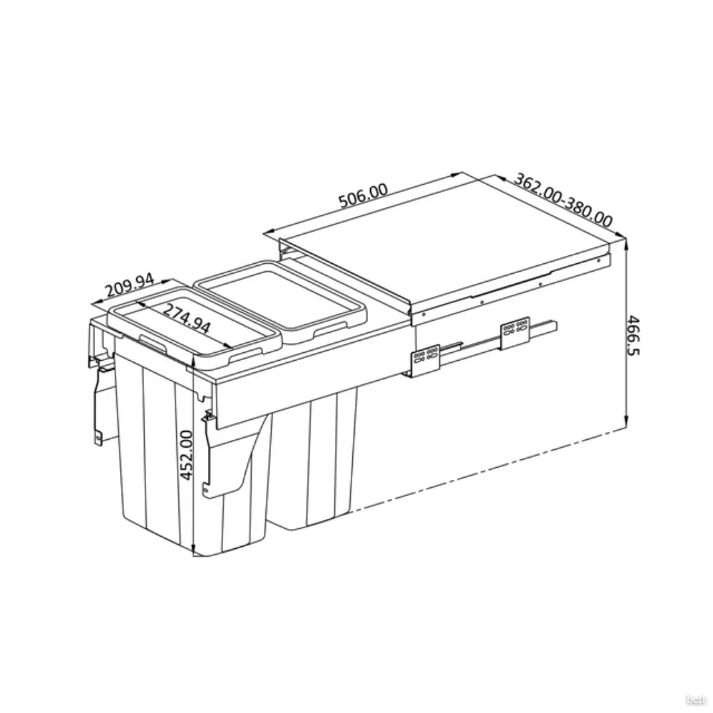 Porta Residuos Doble Extraible 2 x 18lts. Modulo 400