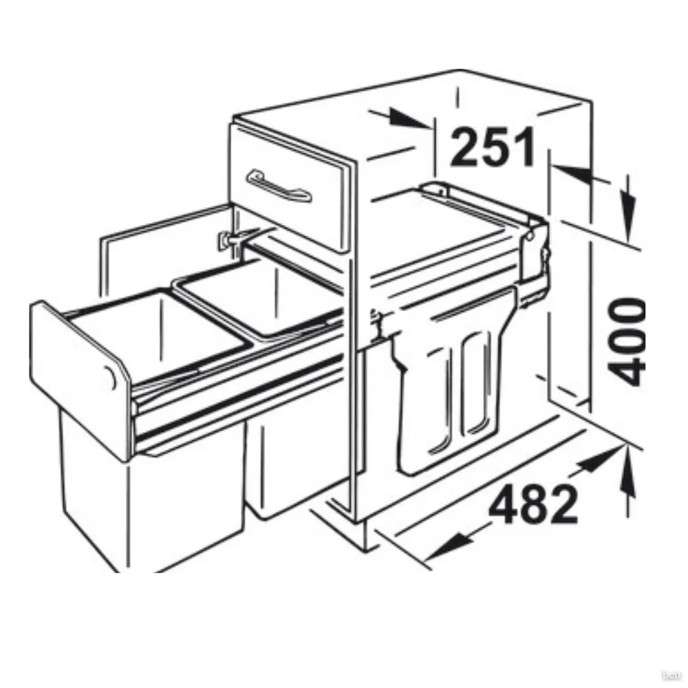 Porta Residuos Doble Extraible 2 x 15lts. Modulo 300mm