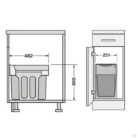 Porta Residuos Doble Extraible 2 x 15lts. Modulo 300mm