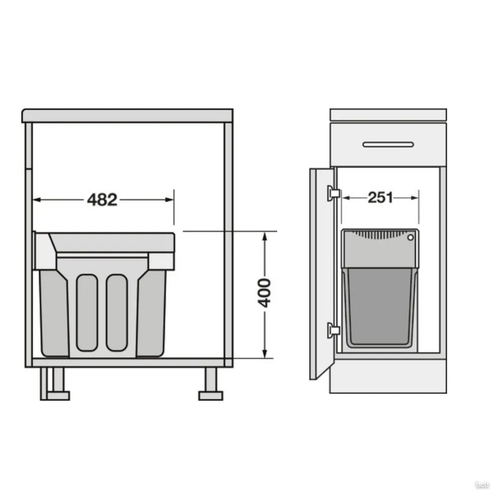 Porta Residuos Doble Extraible 2 x 15lts. Modulo 300mm