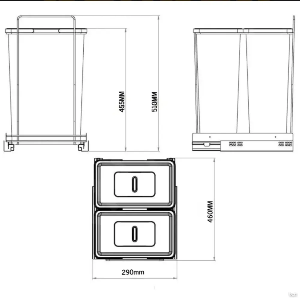 Porta Residuos Doble Extraible 2 x 24lts. Modulo 400mm