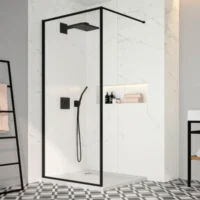 Mampara de Baño Fija Marco Negro 80cm