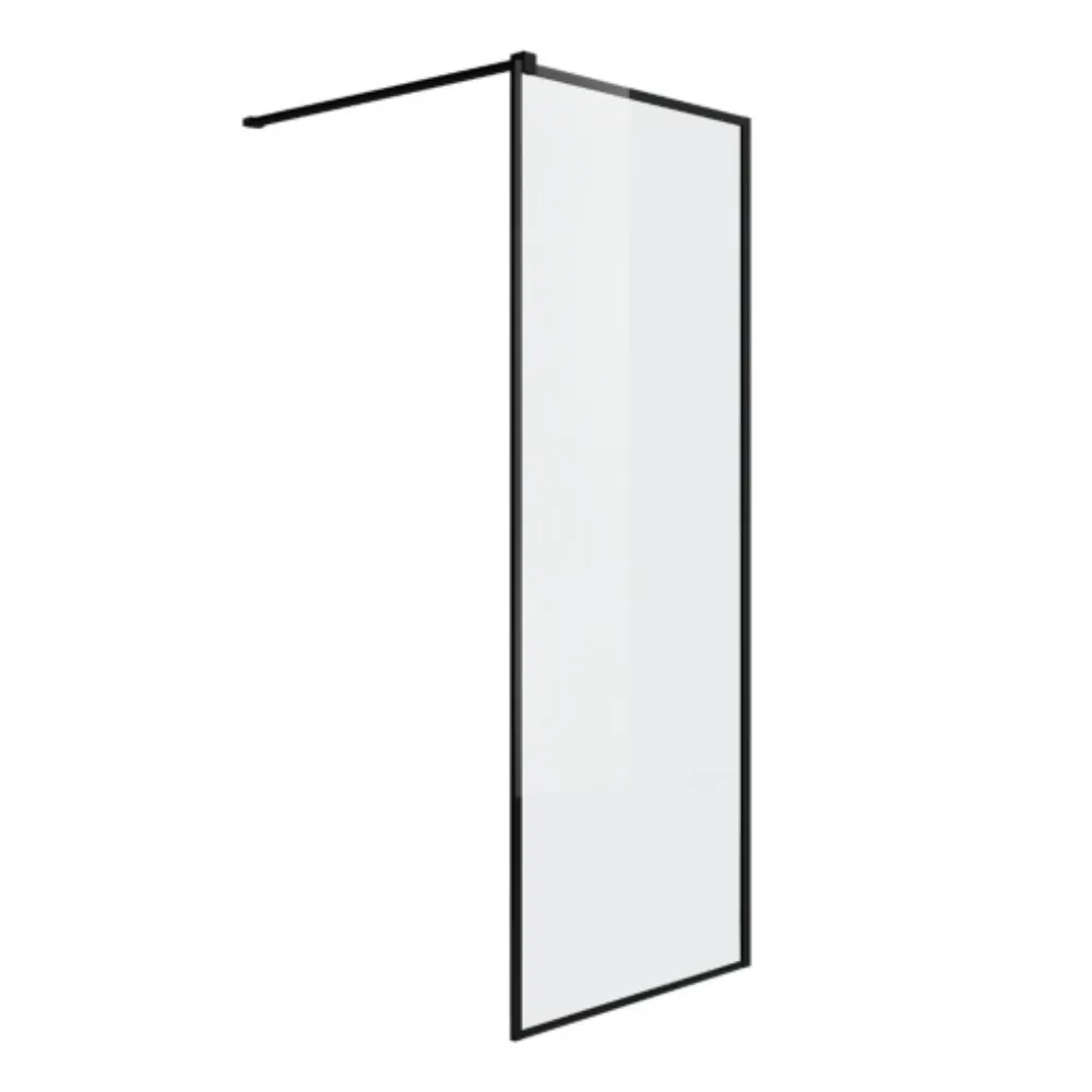 Mampara de Baño Fija Marco Negro 80cm