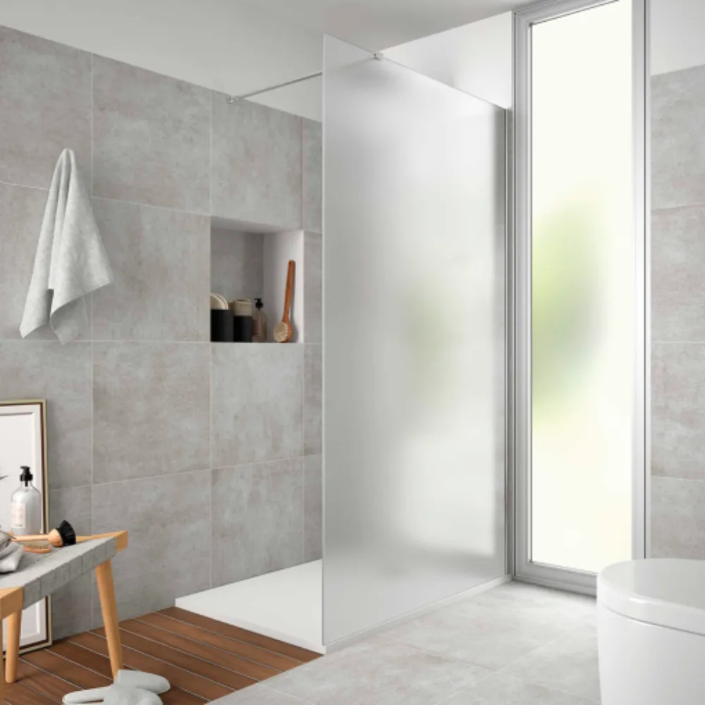 Mampara de Baño Fija Esmrilada 90cm