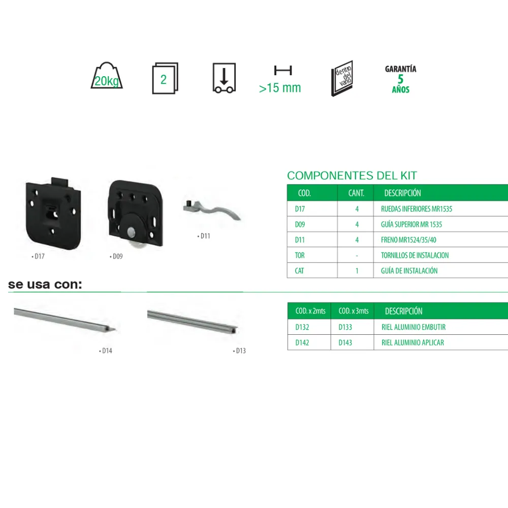 Kit MR 1535 Madera Completo